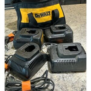 DeWalt Battery Charger Lot 4pc DW9116 DW9108 DW9118 DW9107 with Tool Bag As-is